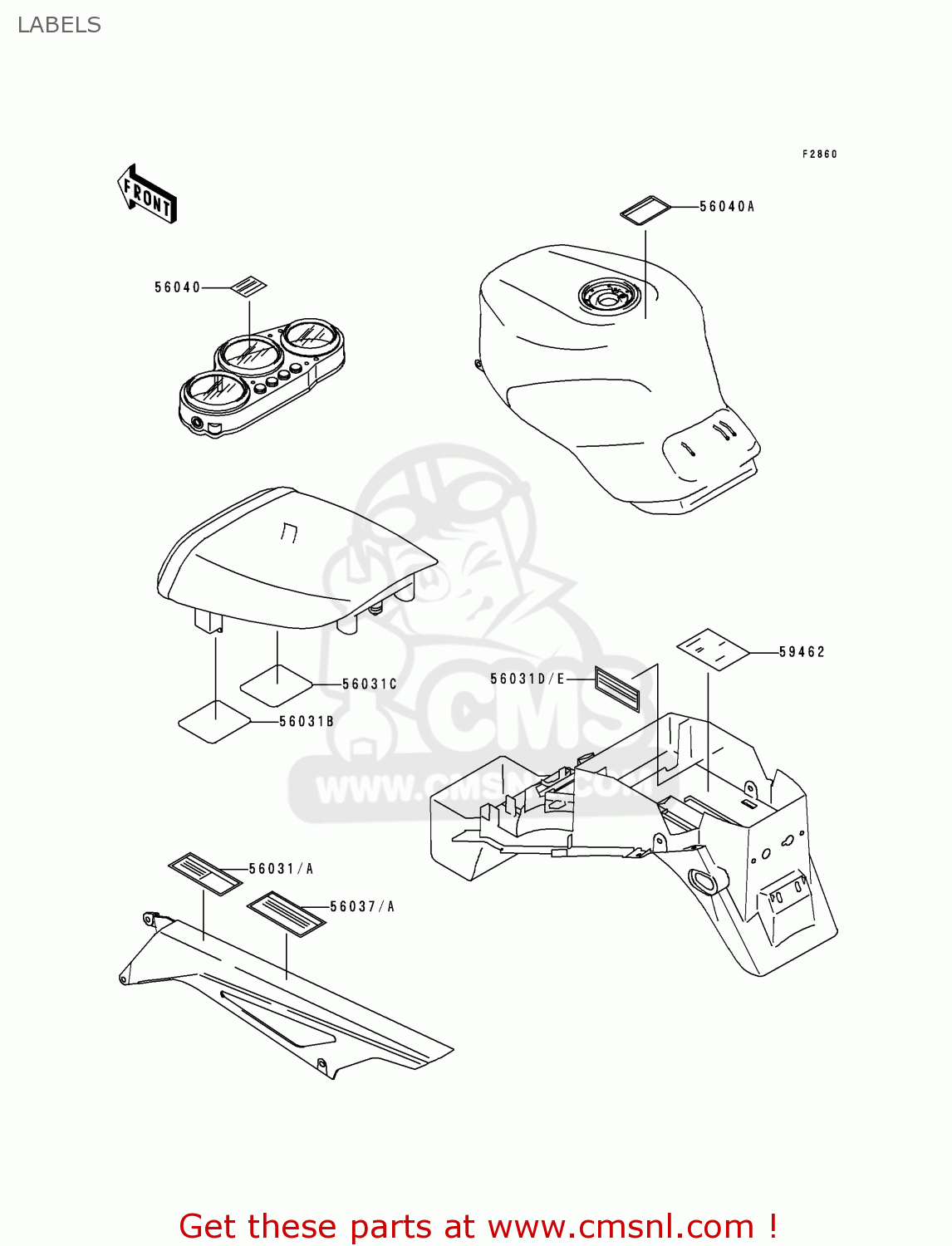 LABELS ZX900B3 NINJA ZX9R 1996 USA CALIFORNIA CANADA
