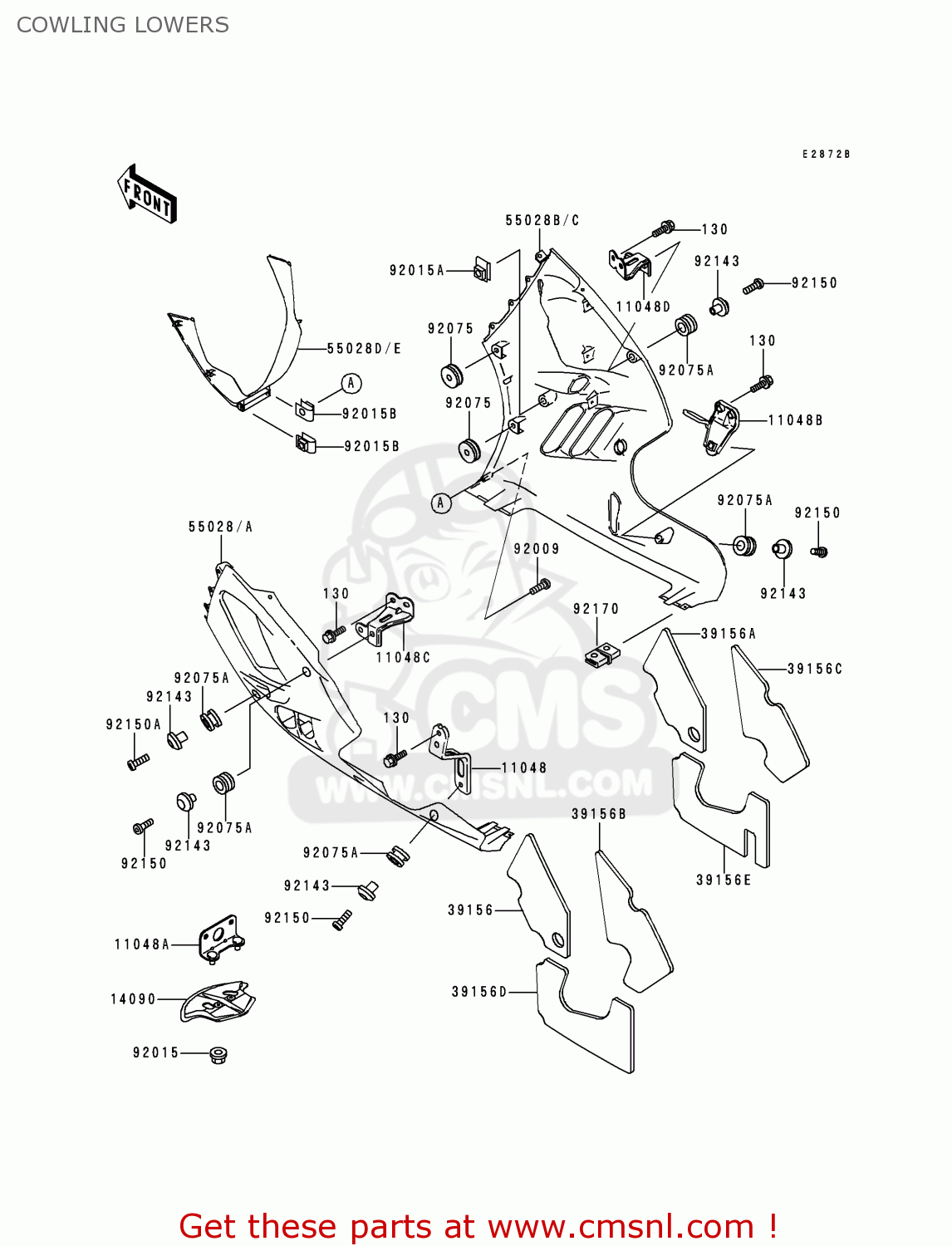 COWLING LOWERS ZX900B3 NINJA ZX9R 1996 USA CALIFORNIA CANADA