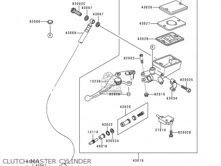 CLUTCH MASTER CYLINDER - ZX900B3 NINJA ZX9R 1996 USA CALIFORNIA CANADA
