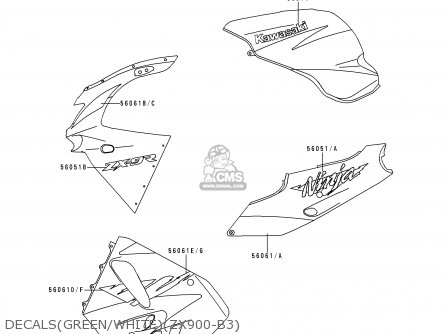DECALS(GREEN/WHITE)(ZX900-B3) - ZX900B3 NINJA ZX9R 1996 USA CALIFORNIA CANADA