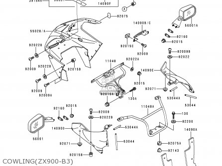 COWLING(ZX900-B3) - ZX900B3 NINJA ZX9R 1996 USA CALIFORNIA CANADA