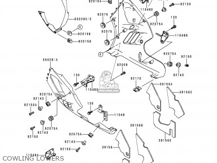 COWLING LOWERS - ZX900B3 NINJA ZX9R 1996 USA CALIFORNIA CANADA