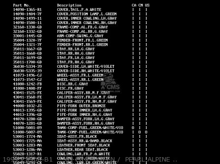 1994 ZX900-B1     89 LIME GREEN /  PEARL ALPINE WHITE / JET - ZX900B3 NINJA ZX9R 1996 USA CALIFORNIA CANADA