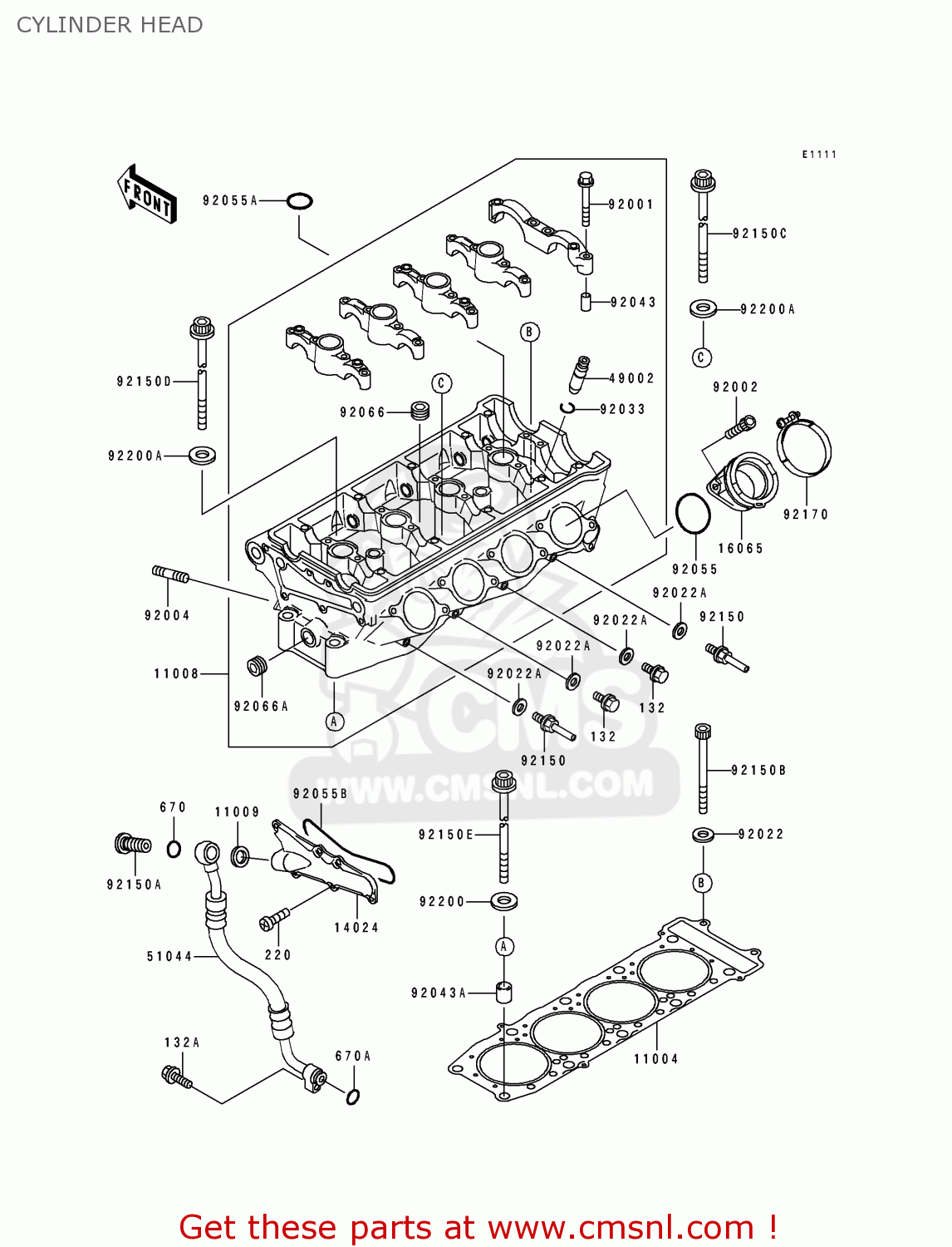 CYLINDER HEAD ZX900B4 NINJA ZX9R 1997 EUROPE UK FR NL AR FG GR IT NR SD SP ST