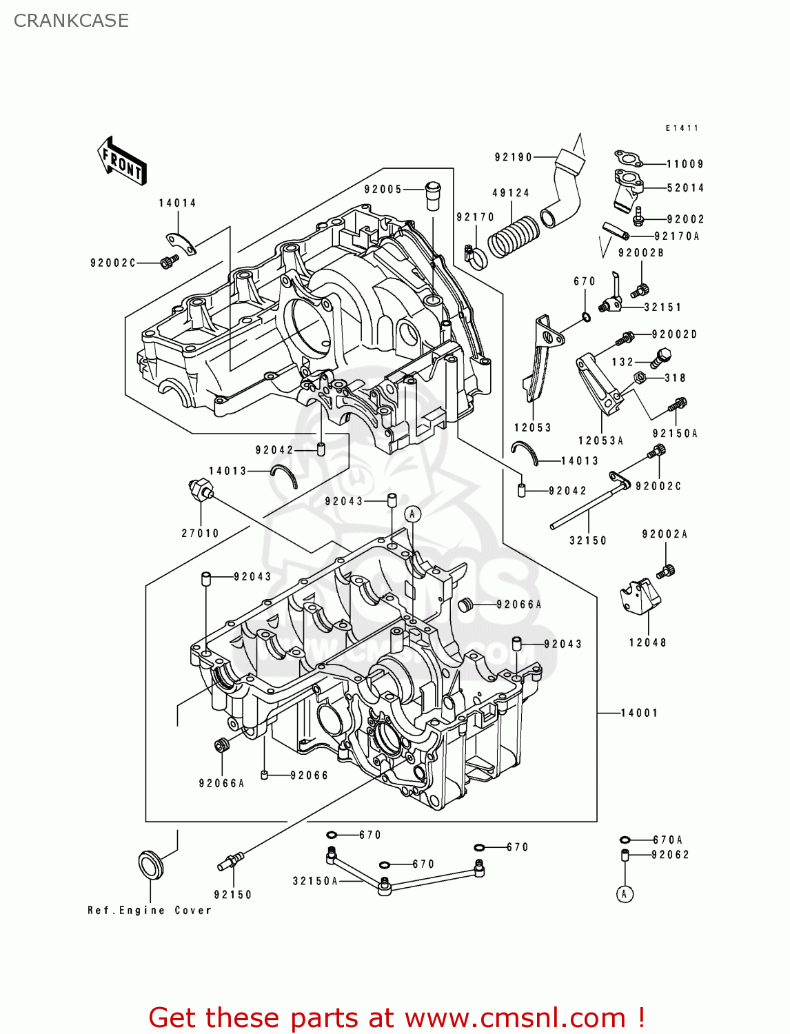 CRANKCASE ZX900B4 NINJA ZX9R 1997 EUROPE UK FR NL AR FG GR IT NR SD SP ST