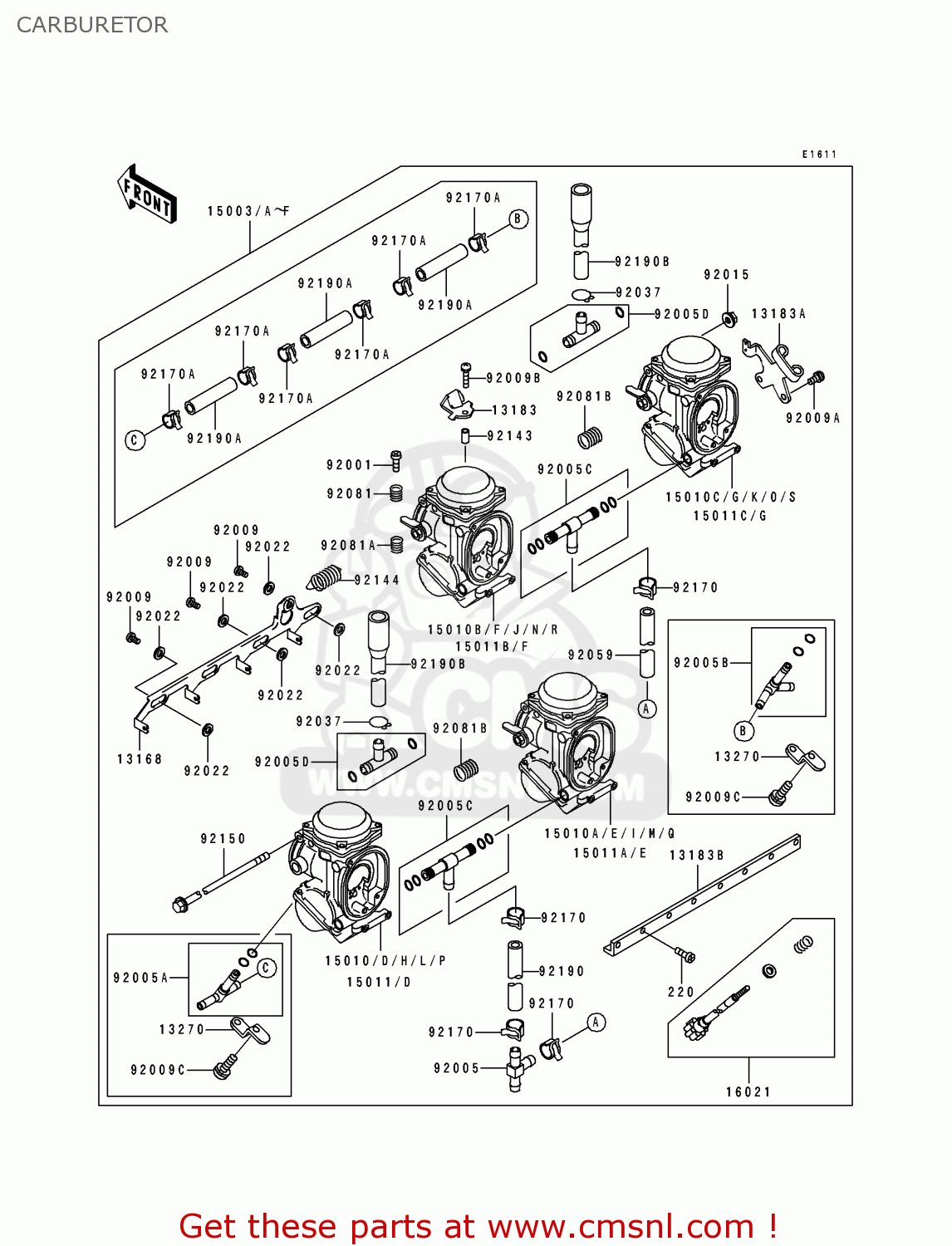 CARBURETOR ZX900B4 NINJA ZX9R 1997 EUROPE UK FR NL AR FG GR IT NR SD SP ST