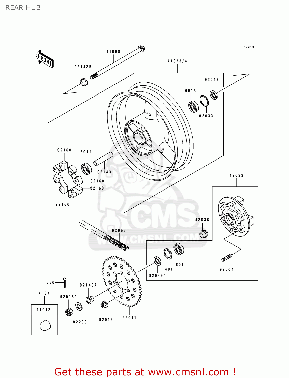 REAR HUB ZX900B4 NINJA ZX9R 1997 EUROPE UK FR NL AR FG GR IT NR SD SP ST