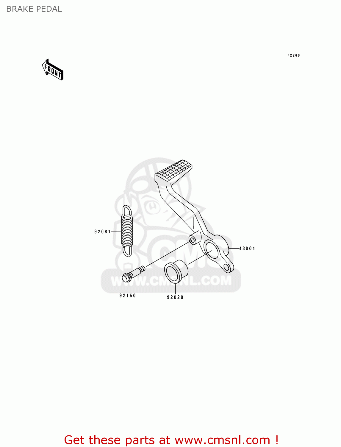 BRAKE PEDAL ZX900B4 NINJA ZX9R 1997 EUROPE UK FR NL AR FG GR IT NR SD SP ST
