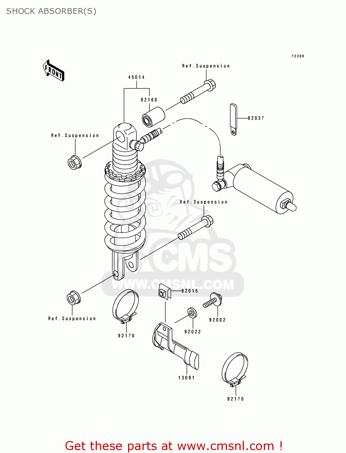 SHOCK ABSORBER(S) ZX900B4 NINJA ZX9R 1997 EUROPE UK FR NL AR FG GR IT NR SD SP ST