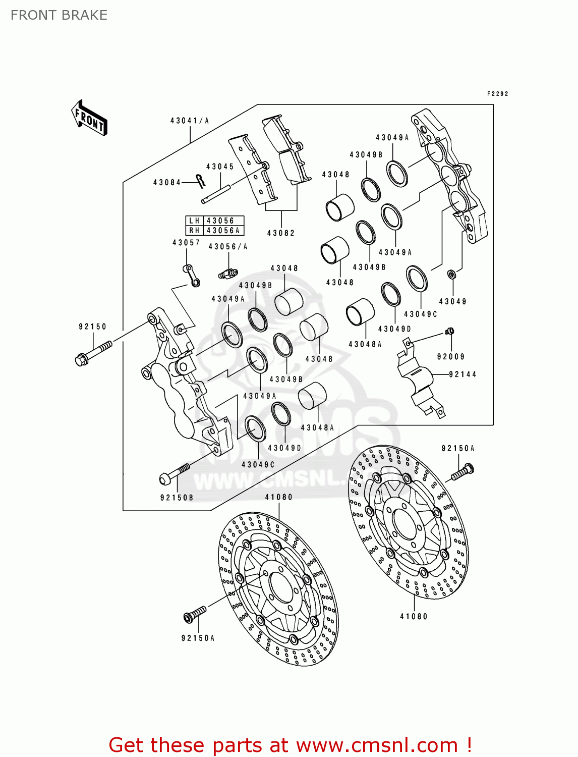 FRONT BRAKE ZX900B4 NINJA ZX9R 1997 EUROPE UK FR NL AR FG GR IT NR SD SP ST