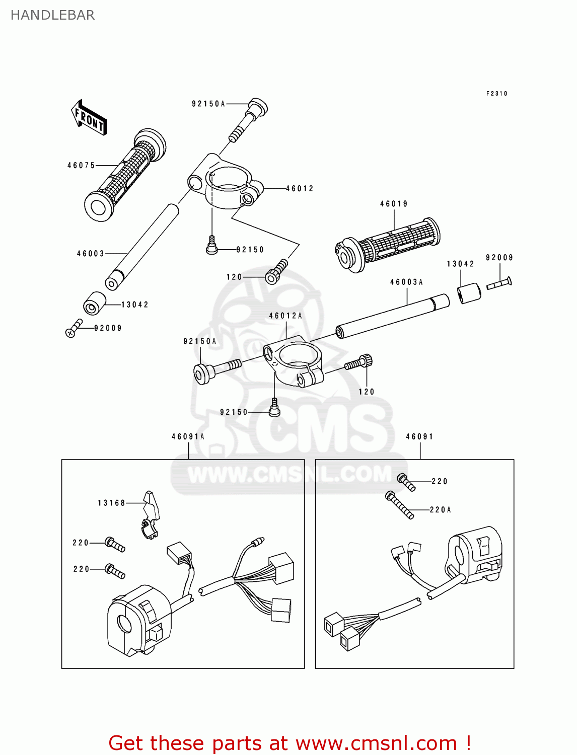 HANDLEBAR ZX900B4 NINJA ZX9R 1997 EUROPE UK FR NL AR FG GR IT NR SD SP ST