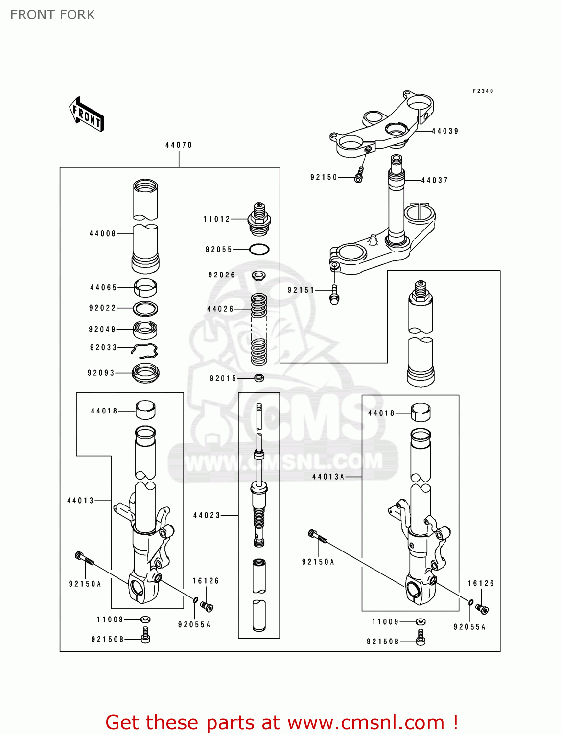FRONT FORK ZX900B4 NINJA ZX9R 1997 EUROPE UK FR NL AR FG GR IT NR SD SP ST