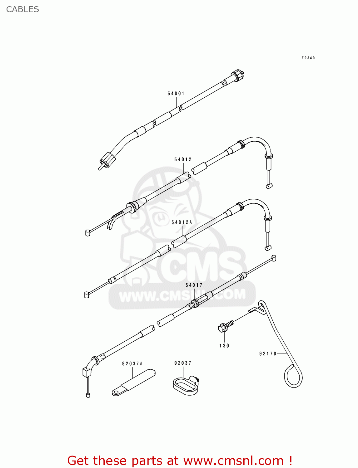 CABLES ZX900B4 NINJA ZX9R 1997 EUROPE UK FR NL AR FG GR IT NR SD SP ST