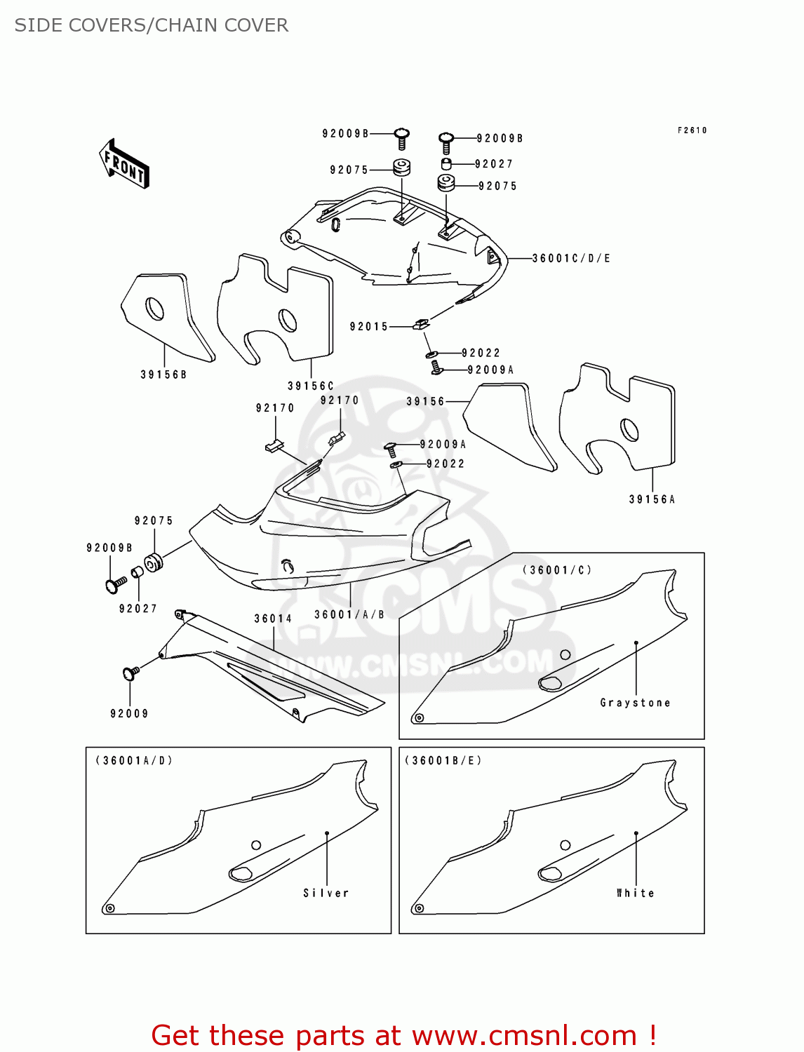 SIDE COVERS/CHAIN COVER ZX900B4 NINJA ZX9R 1997 EUROPE UK FR NL AR FG GR IT NR SD SP ST