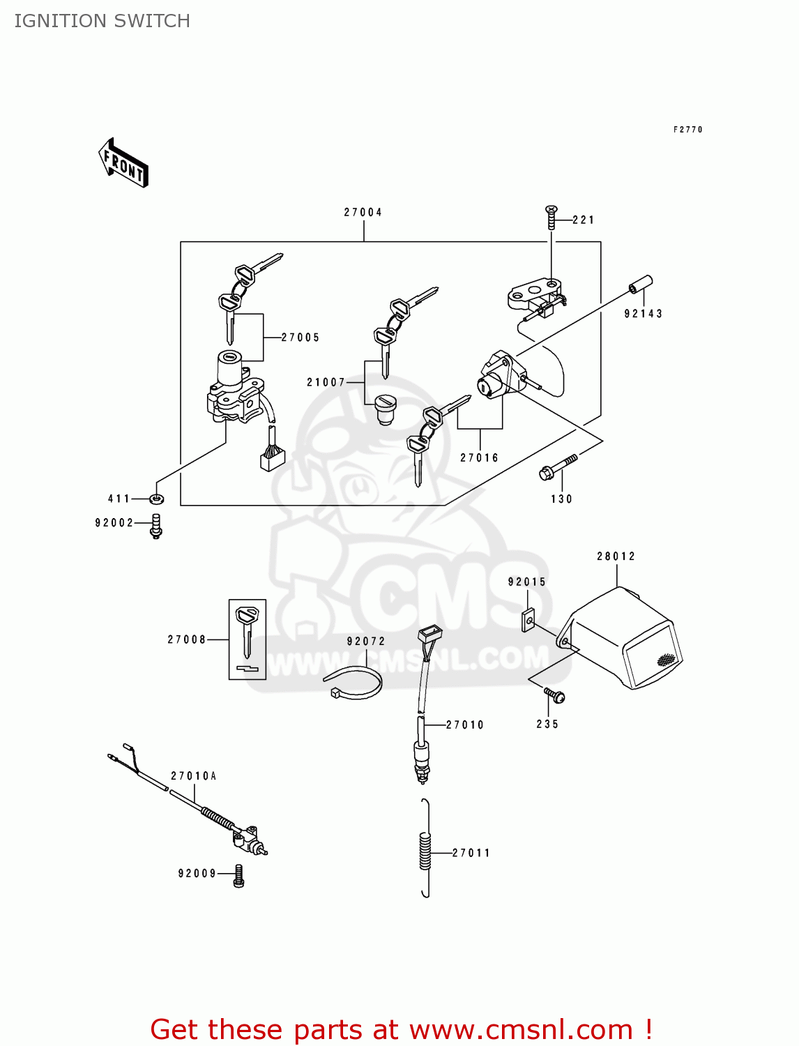 IGNITION SWITCH ZX900B4 NINJA ZX9R 1997 EUROPE UK FR NL AR FG GR IT NR SD SP ST