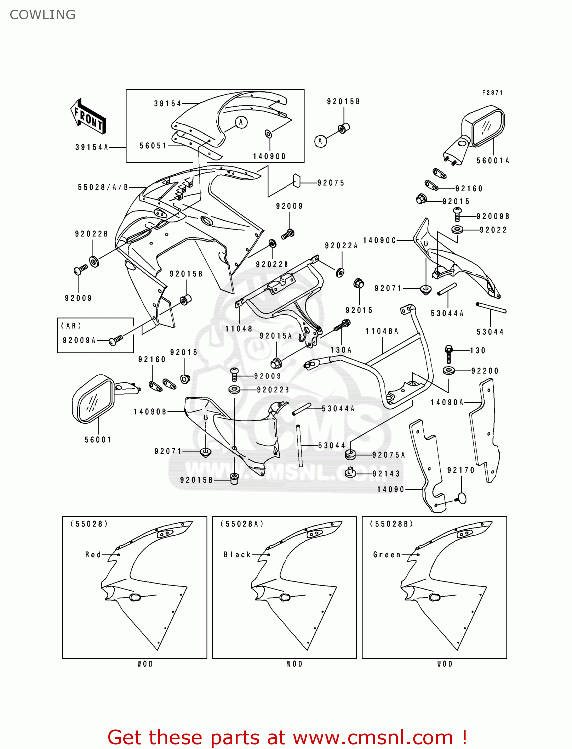 COWLING ZX900B4 NINJA ZX9R 1997 EUROPE UK FR NL AR FG GR IT NR SD SP ST