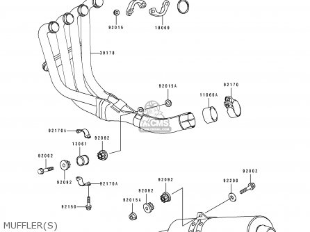 MUFFLER(S) - ZX900B4 NINJA ZX9R 1997 EUROPE UK FR NL AR FG GR IT NR SD SP ST