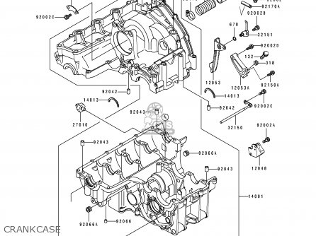 CRANKCASE - ZX900B4 NINJA ZX9R 1997 EUROPE UK FR NL AR FG GR IT NR SD SP ST