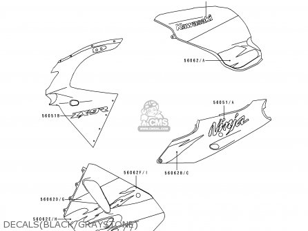 DECALS(BLACK/GRAYSTONE) - ZX900B4 NINJA ZX9R 1997 EUROPE UK FR NL AR FG GR IT NR SD SP ST