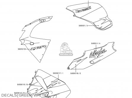 DECALS(GREEN/WHITE) - ZX900B4 NINJA ZX9R 1997 EUROPE UK FR NL AR FG GR IT NR SD SP ST