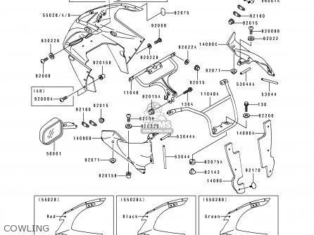 COWLING - ZX900B4 NINJA ZX9R 1997 EUROPE UK FR NL AR FG GR IT NR SD SP ST
