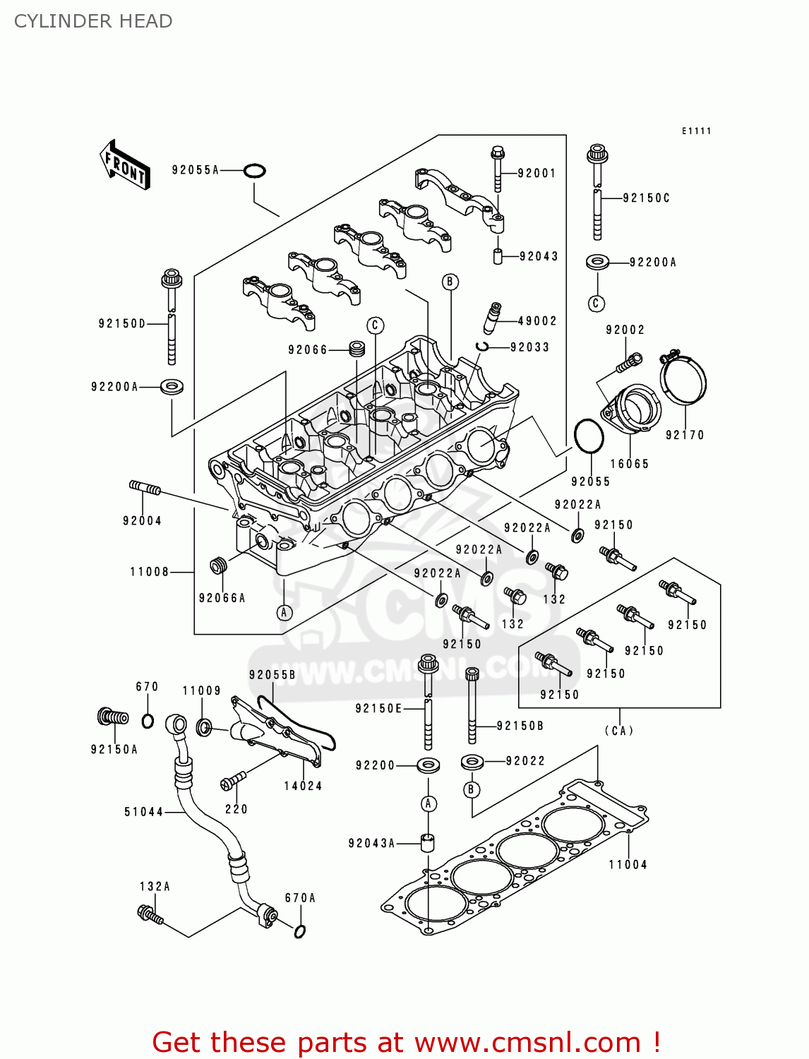 CYLINDER HEAD ZX900B4 NINJA ZX9R 1997 USA CALIFORNIA CANADA
