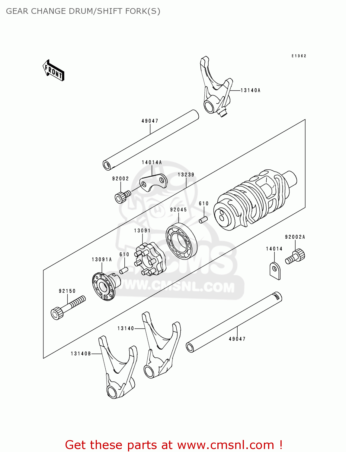 GEAR CHANGE DRUM/SHIFT FORK(S) ZX900B4 NINJA ZX9R 1997 USA CALIFORNIA CANADA