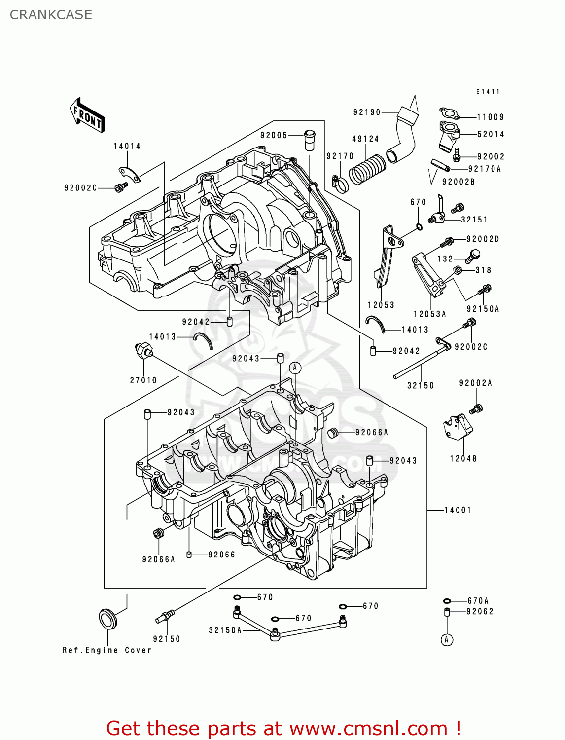 CRANKCASE ZX900B4 NINJA ZX9R 1997 USA CALIFORNIA CANADA