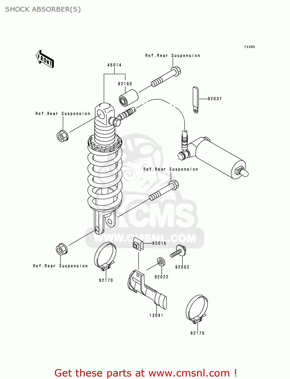 SHOCK ABSORBER(S) ZX900B4 NINJA ZX9R 1997 USA CALIFORNIA CANADA