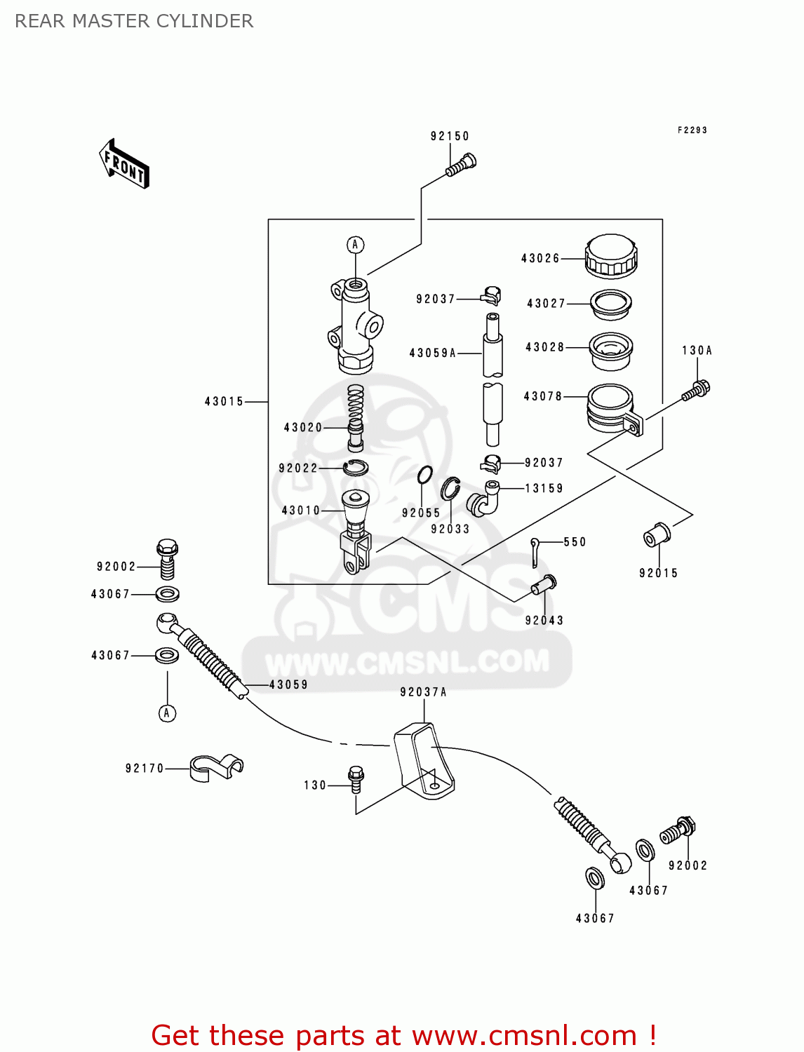 REAR MASTER CYLINDER ZX900B4 NINJA ZX9R 1997 USA CALIFORNIA CANADA