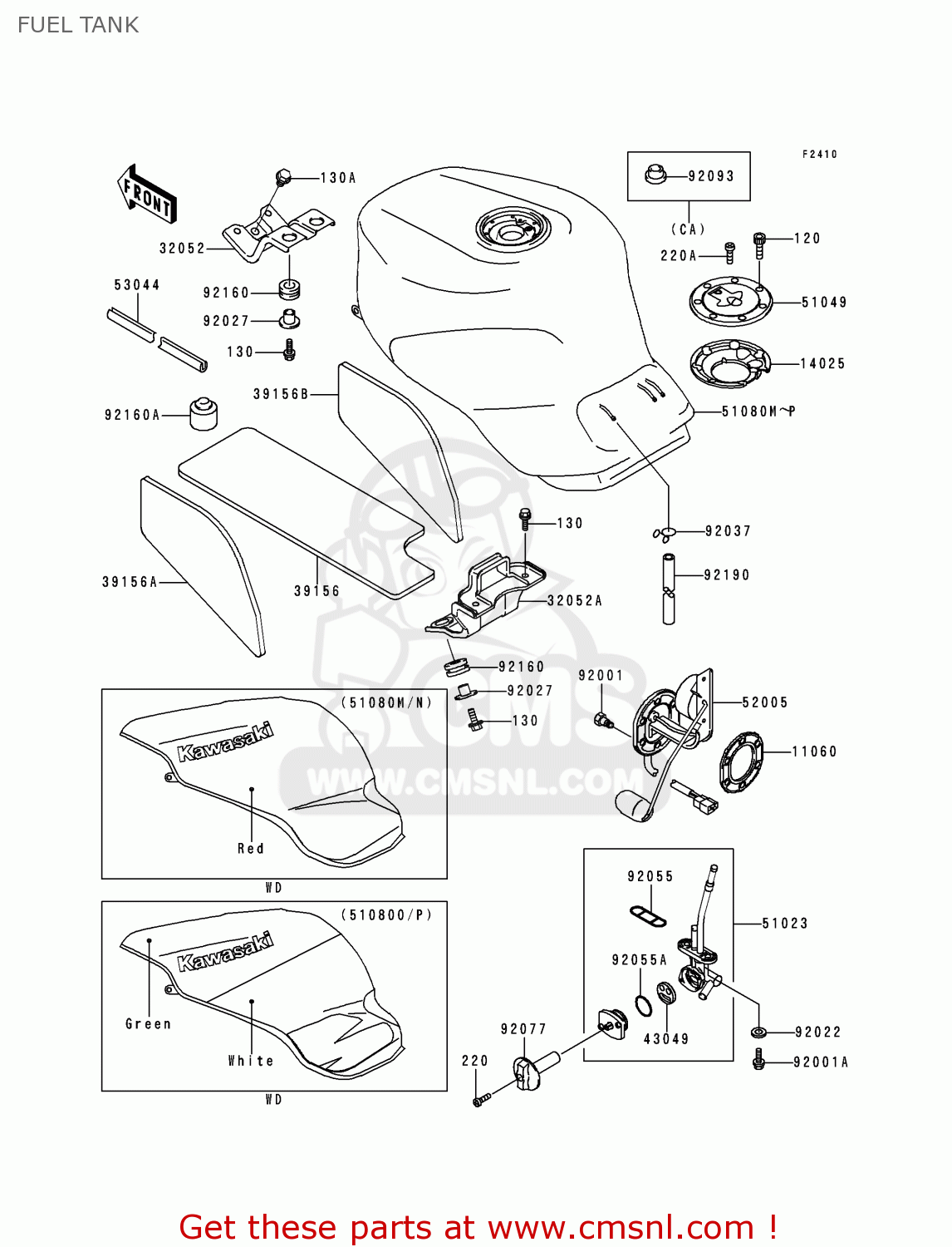 FUEL TANK ZX900B4 NINJA ZX9R 1997 USA CALIFORNIA CANADA