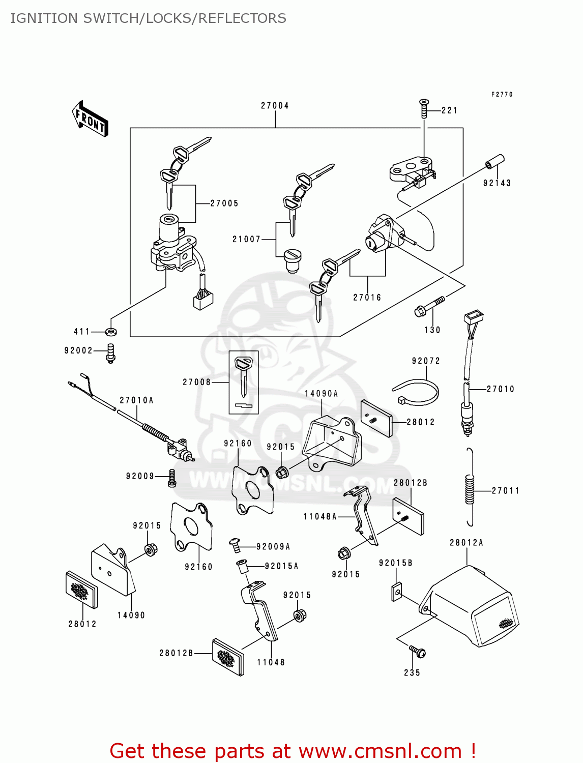 IGNITION SWITCH/LOCKS/REFLECTORS ZX900B4 NINJA ZX9R 1997 USA CALIFORNIA CANADA
