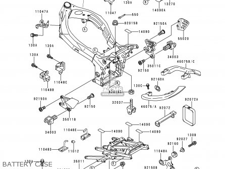 BATTERY CASE - ZX900B4 NINJA ZX9R 1997 USA CALIFORNIA CANADA