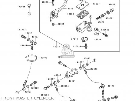 FRONT MASTER CYLINDER - ZX900B4 NINJA ZX9R 1997 USA CALIFORNIA CANADA
