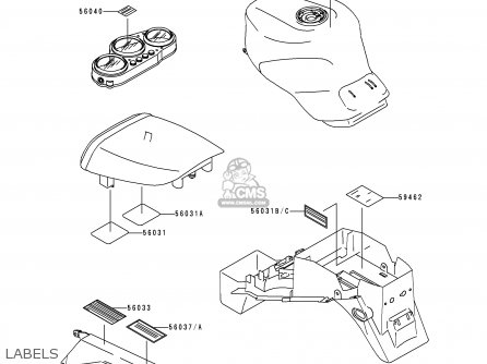 LABELS - ZX900B4 NINJA ZX9R 1997 USA CALIFORNIA CANADA