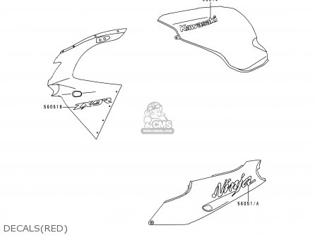 DECALS(RED) - ZX900B4 NINJA ZX9R 1997 USA CALIFORNIA CANADA