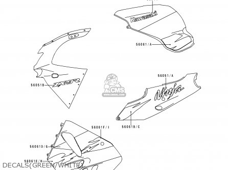 DECALS(GREEN/WHITE) - ZX900B4 NINJA ZX9R 1997 USA CALIFORNIA CANADA