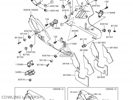 COWLING LOWERS - ZX900B4 NINJA ZX9R 1997 USA CALIFORNIA CANADA