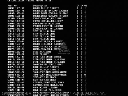 1997 ZX900-B4     CK LIME GREEN / PEARL ALPINE WHITE - ZX900B4 NINJA ZX9R 1997 USA CALIFORNIA CANADA