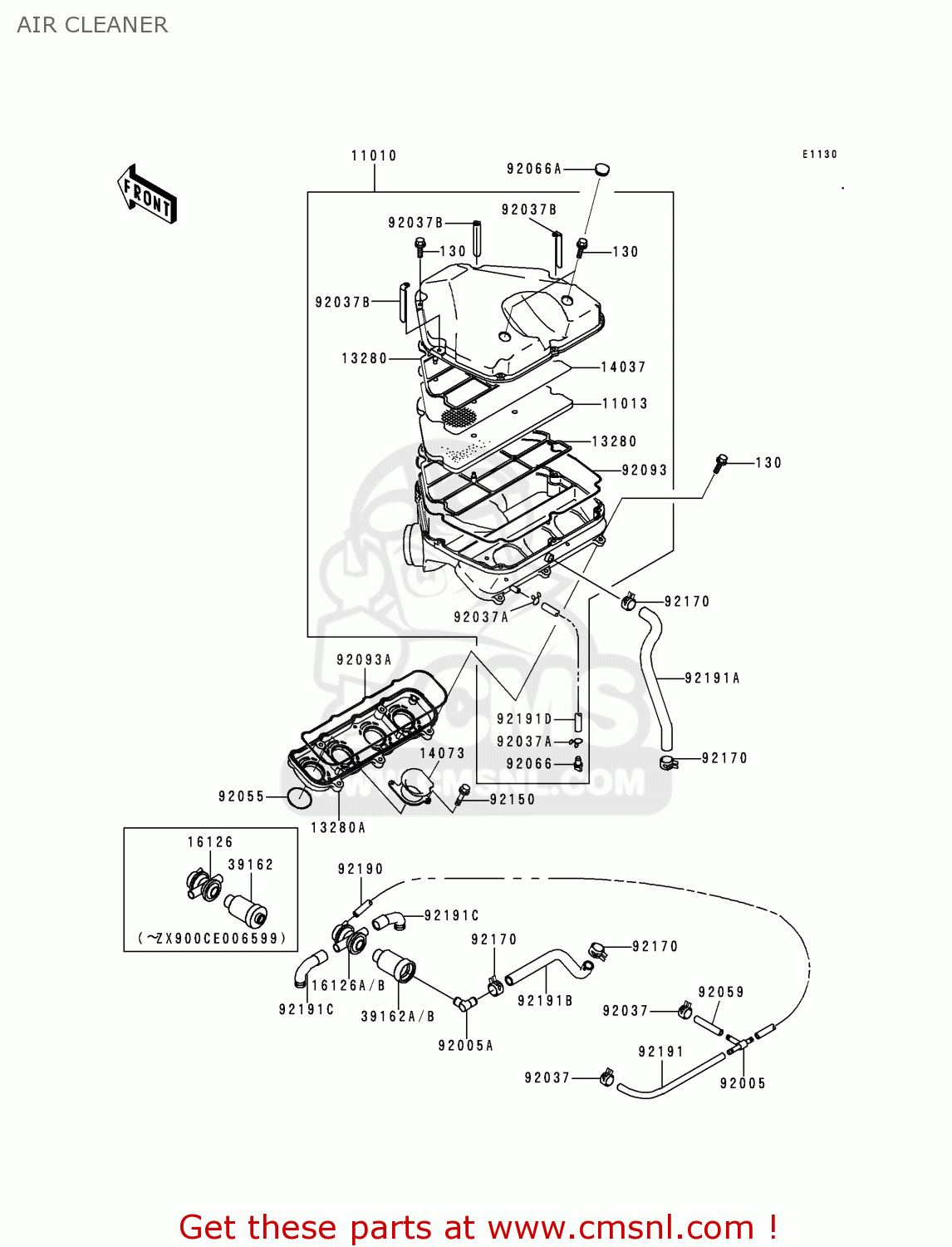 AIR CLEANER ZX900C1 NINJA ZX9R 1998 EUROPE UK FR NL AR FG GR IT NR SD SP
