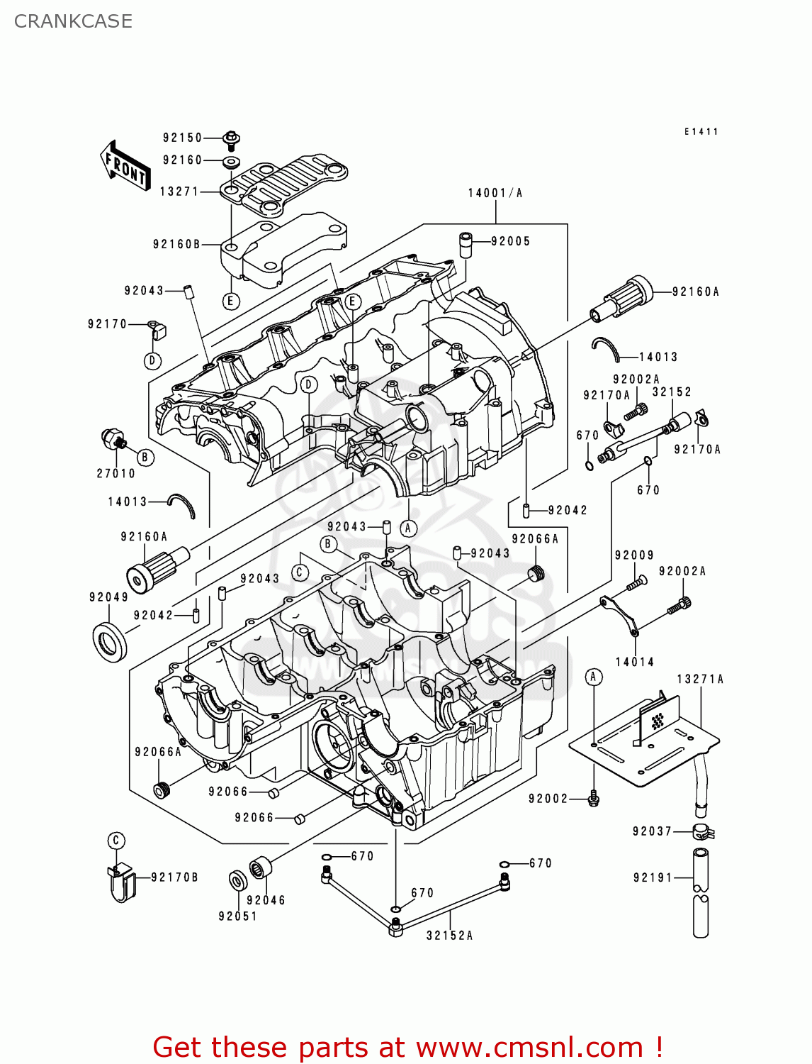 CRANKCASE ZX900C1 NINJA ZX9R 1998 EUROPE UK FR NL AR FG GR IT NR SD SP