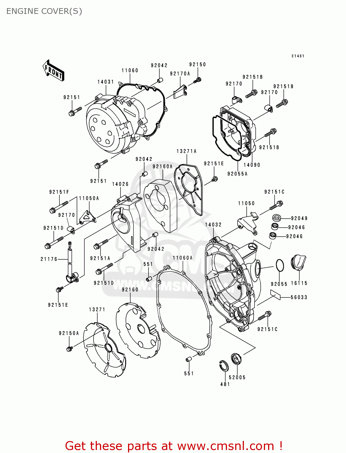 ENGINE COVER(S) ZX900C1 NINJA ZX9R 1998 EUROPE UK FR NL AR FG GR IT NR SD SP