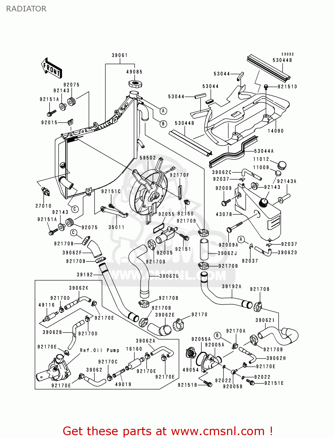 RADIATOR ZX900C1 NINJA ZX9R 1998 EUROPE UK FR NL AR FG GR IT NR SD SP