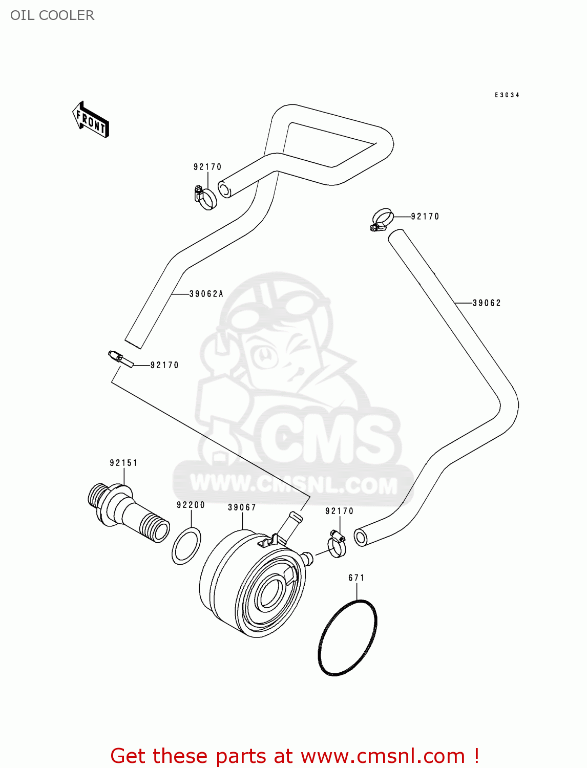 OIL COOLER ZX900C1 NINJA ZX9R 1998 EUROPE UK FR NL AR FG GR IT NR SD SP