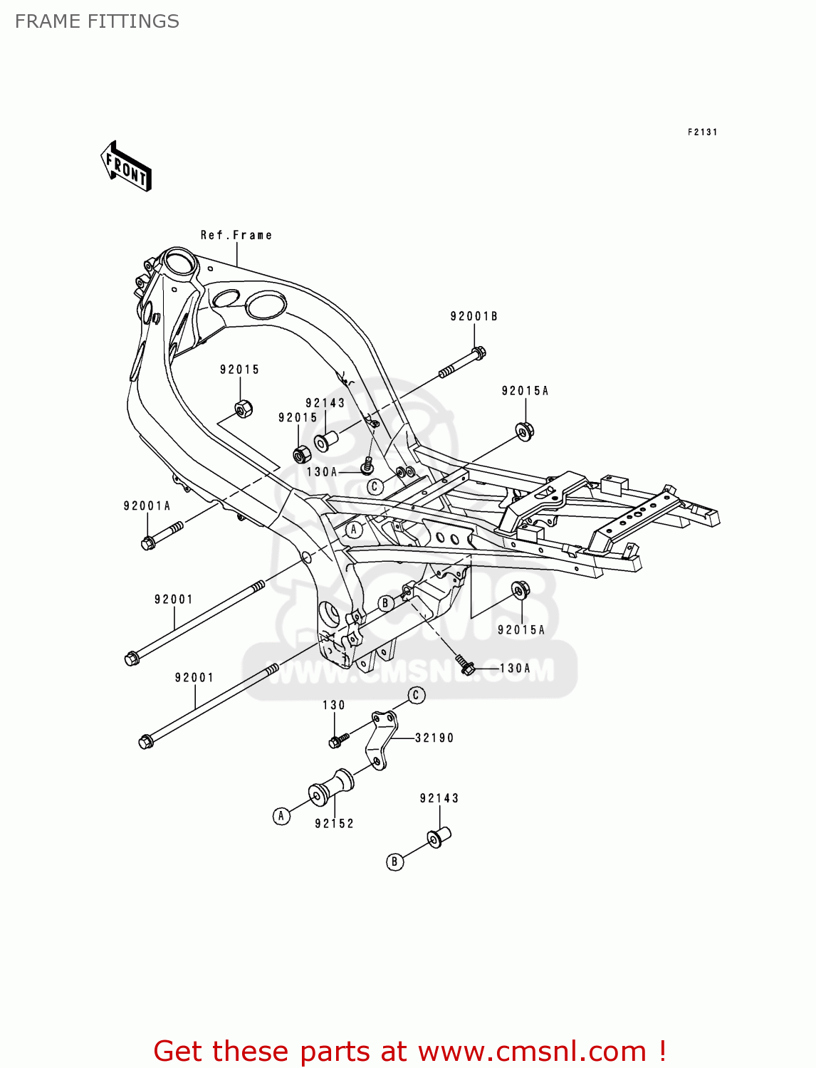 FRAME FITTINGS ZX900C1 NINJA ZX9R 1998 EUROPE UK FR NL AR FG GR IT NR SD SP