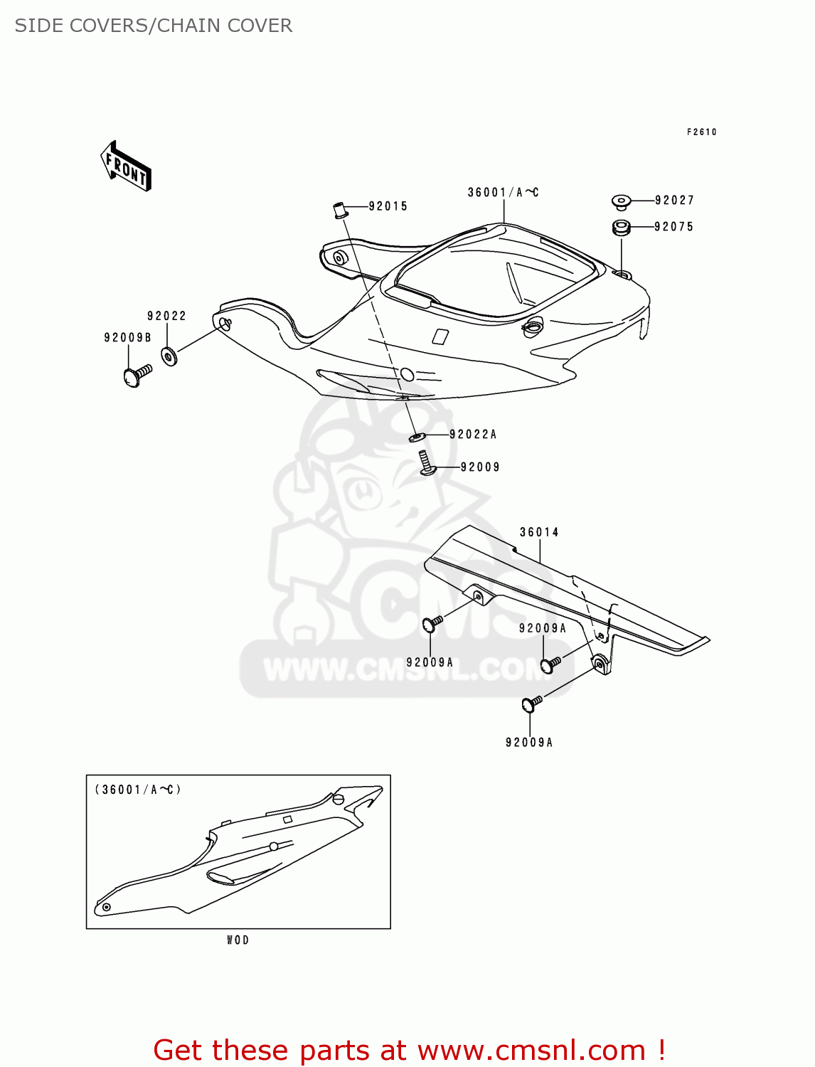 SIDE COVERS/CHAIN COVER ZX900C1 NINJA ZX9R 1998 EUROPE UK FR NL AR FG GR IT NR SD SP