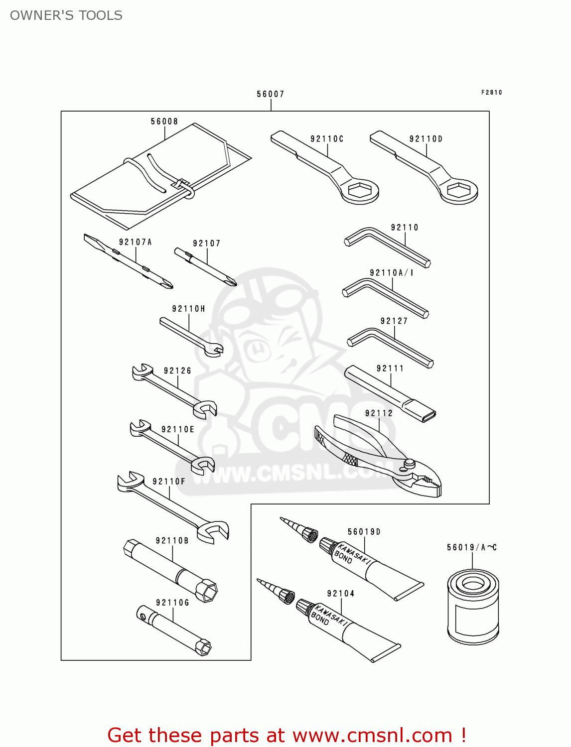 OWNER'S TOOLS ZX900C1 NINJA ZX9R 1998 EUROPE UK FR NL AR FG GR IT NR SD SP