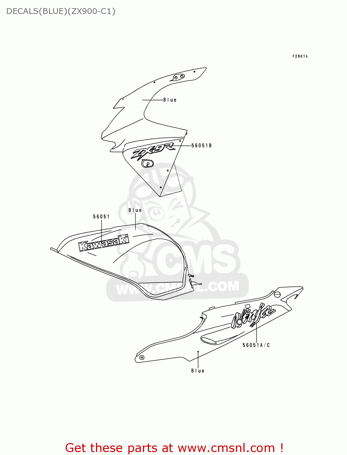 DECALS(BLUE)(ZX900-C1) ZX900C1 NINJA ZX9R 1998 EUROPE UK FR NL AR FG GR IT NR SD SP