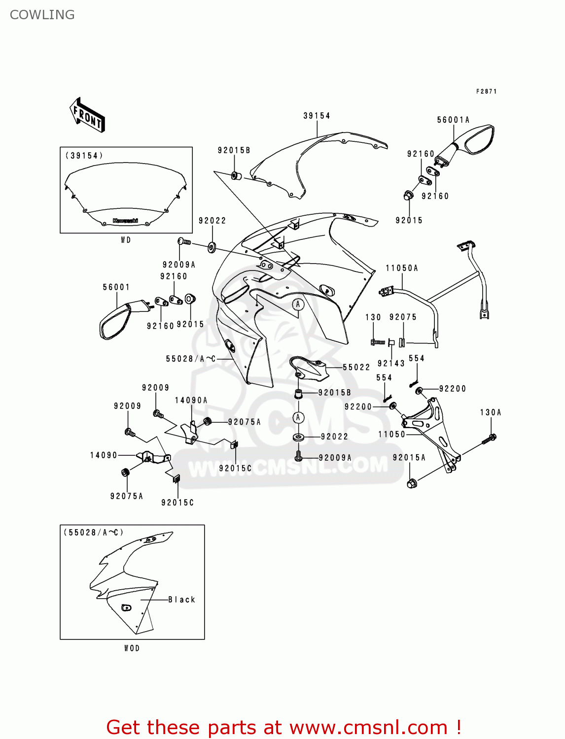 COWLING ZX900C1 NINJA ZX9R 1998 EUROPE UK FR NL AR FG GR IT NR SD SP