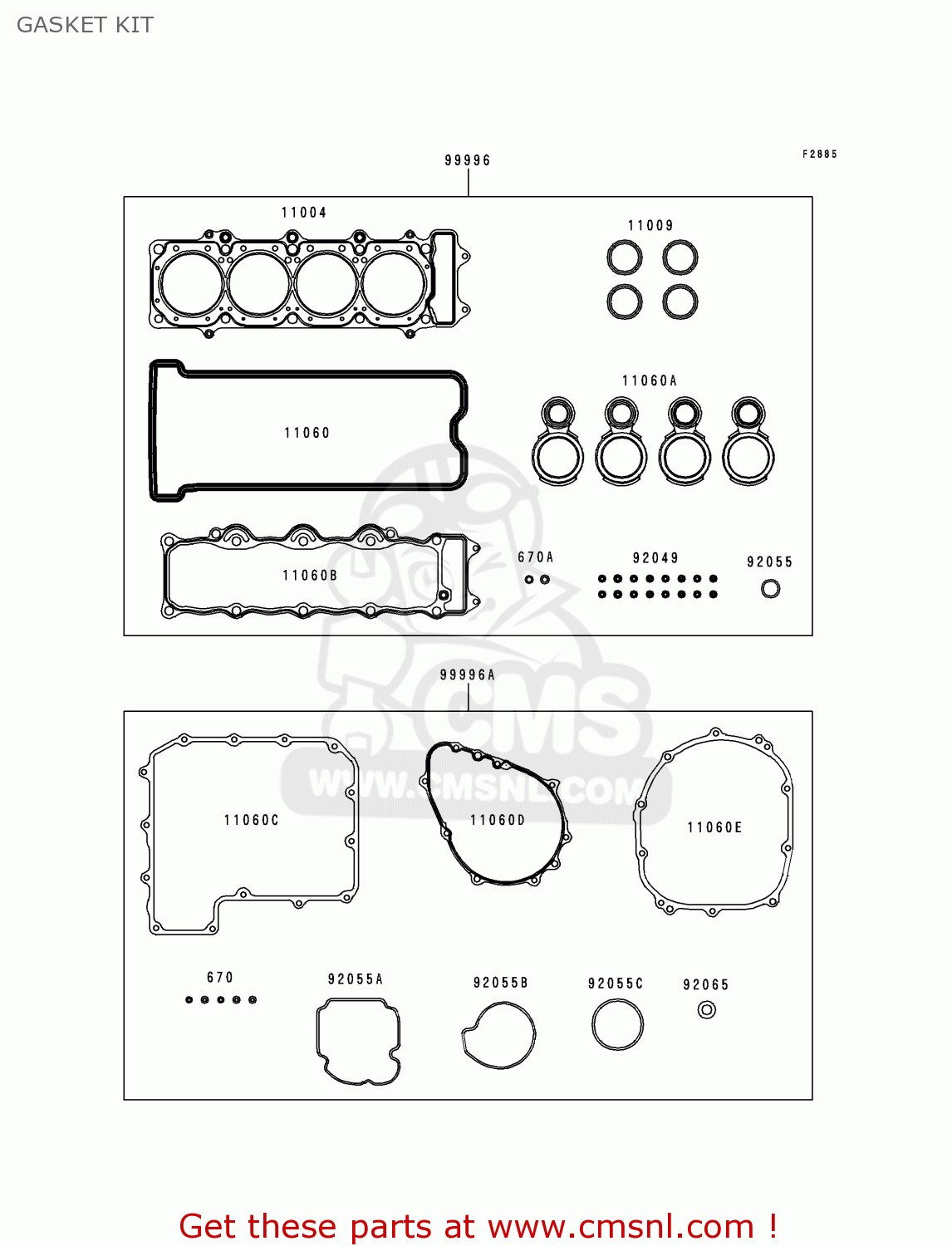 GASKET KIT ZX900C1 NINJA ZX9R 1998 EUROPE UK FR NL AR FG GR IT NR SD SP